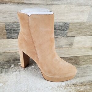 Naturalizer Flavio Womens Ankle‎ Boots Sz 10 M Tan Platform Side Zip Block Heel